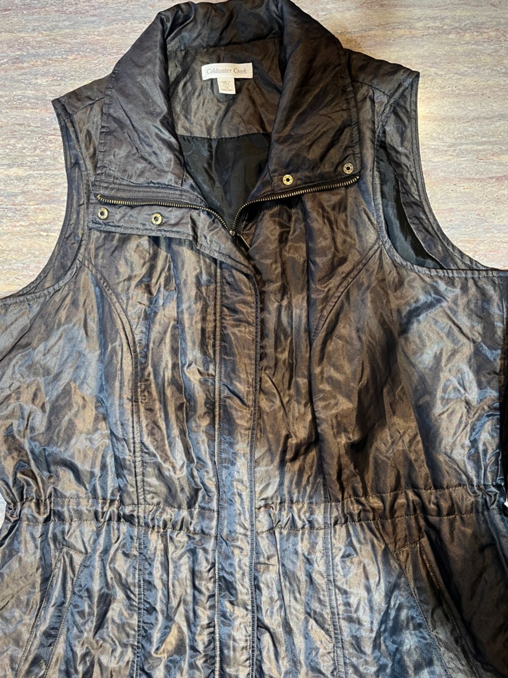 Coldwater Creek Bronze Metallic Packable Sleeveless Vest 1X EUC